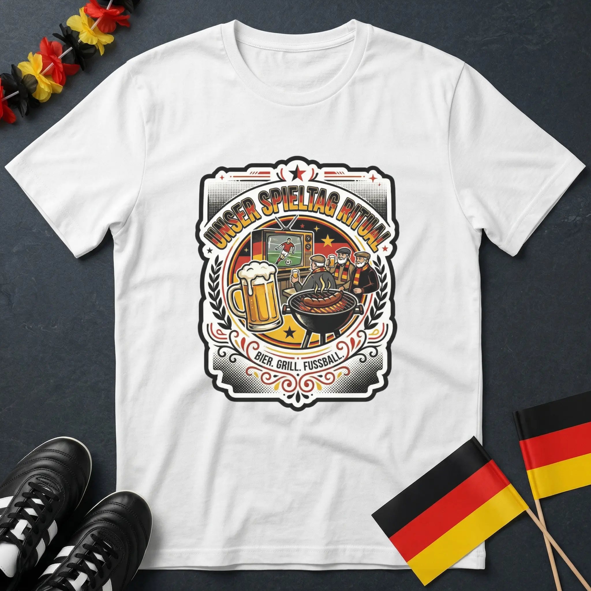 Bier Grill Fußball Spieltag Ritual WM T-Shirt