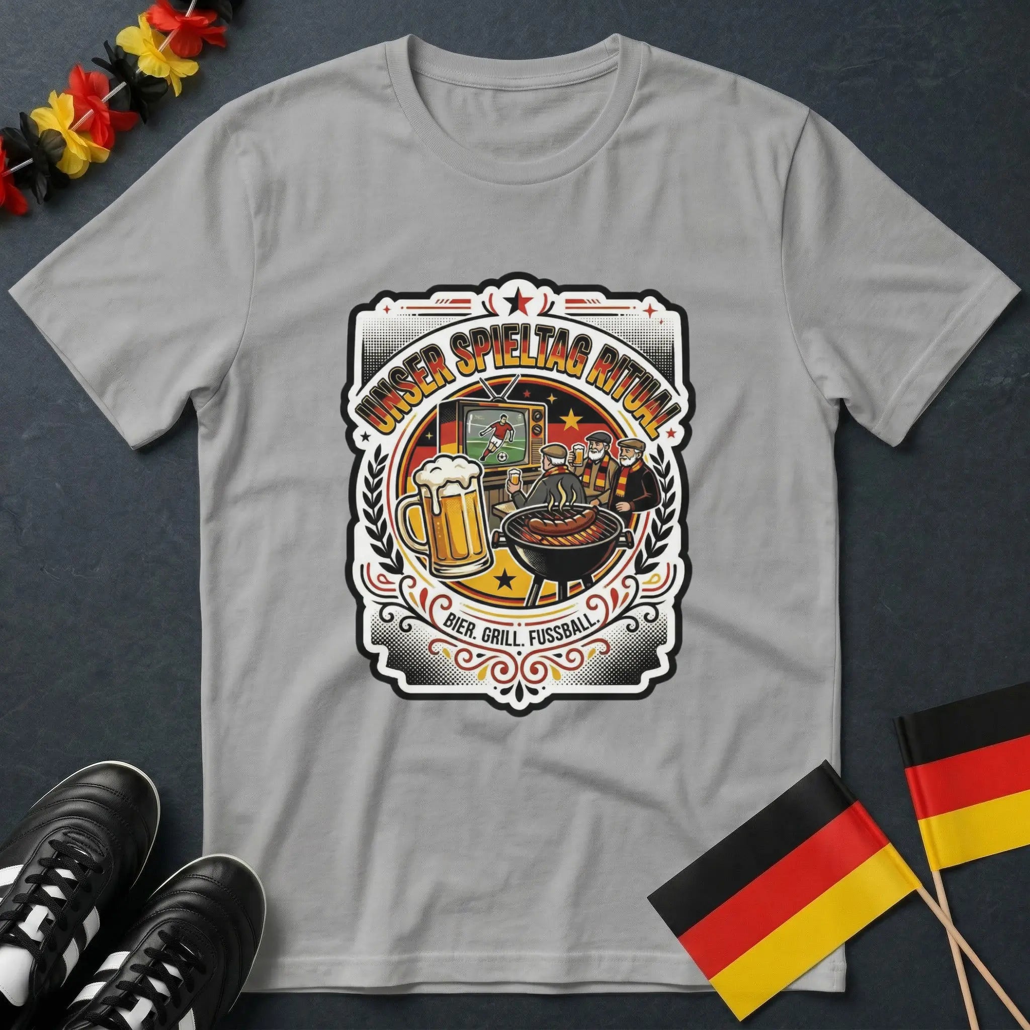 Bier Grill Fußball Spieltag Ritual WM T-Shirt