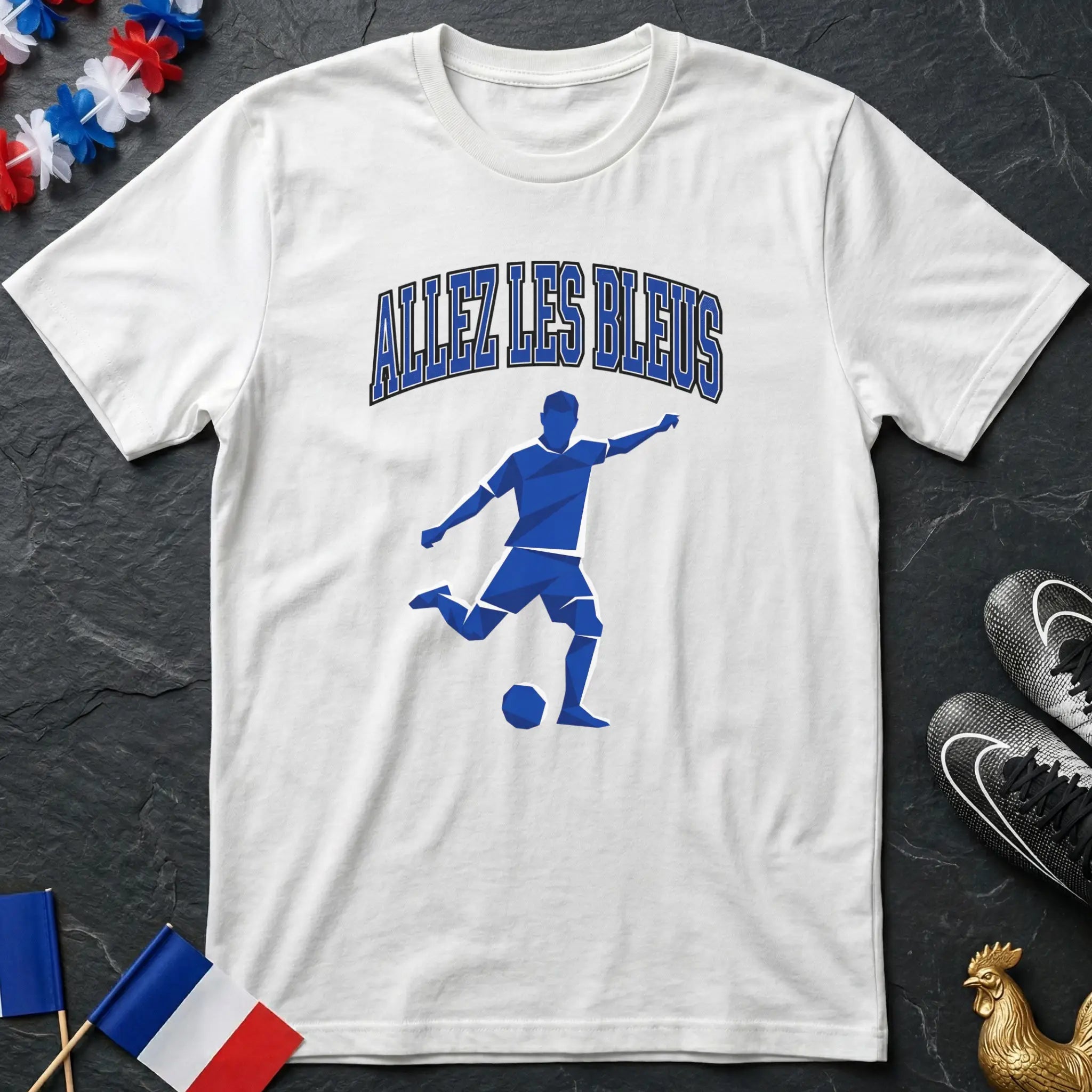 Allez Les Bleus Joueur Foot Polygone Géométrique T-Shirt Coupe du Monde