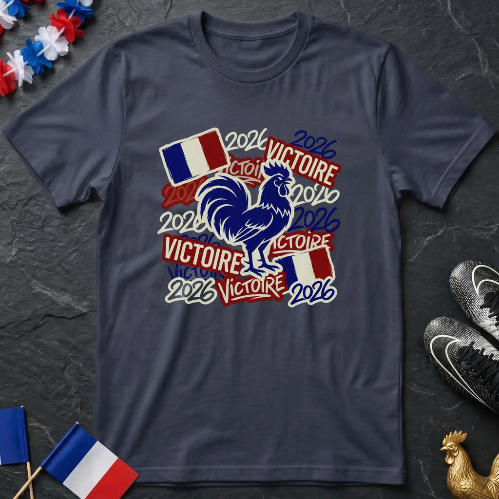 France 2026 Victoire Coq Gaulois Drapeau Sticker Bomb T-Shirt Coupe du Monde