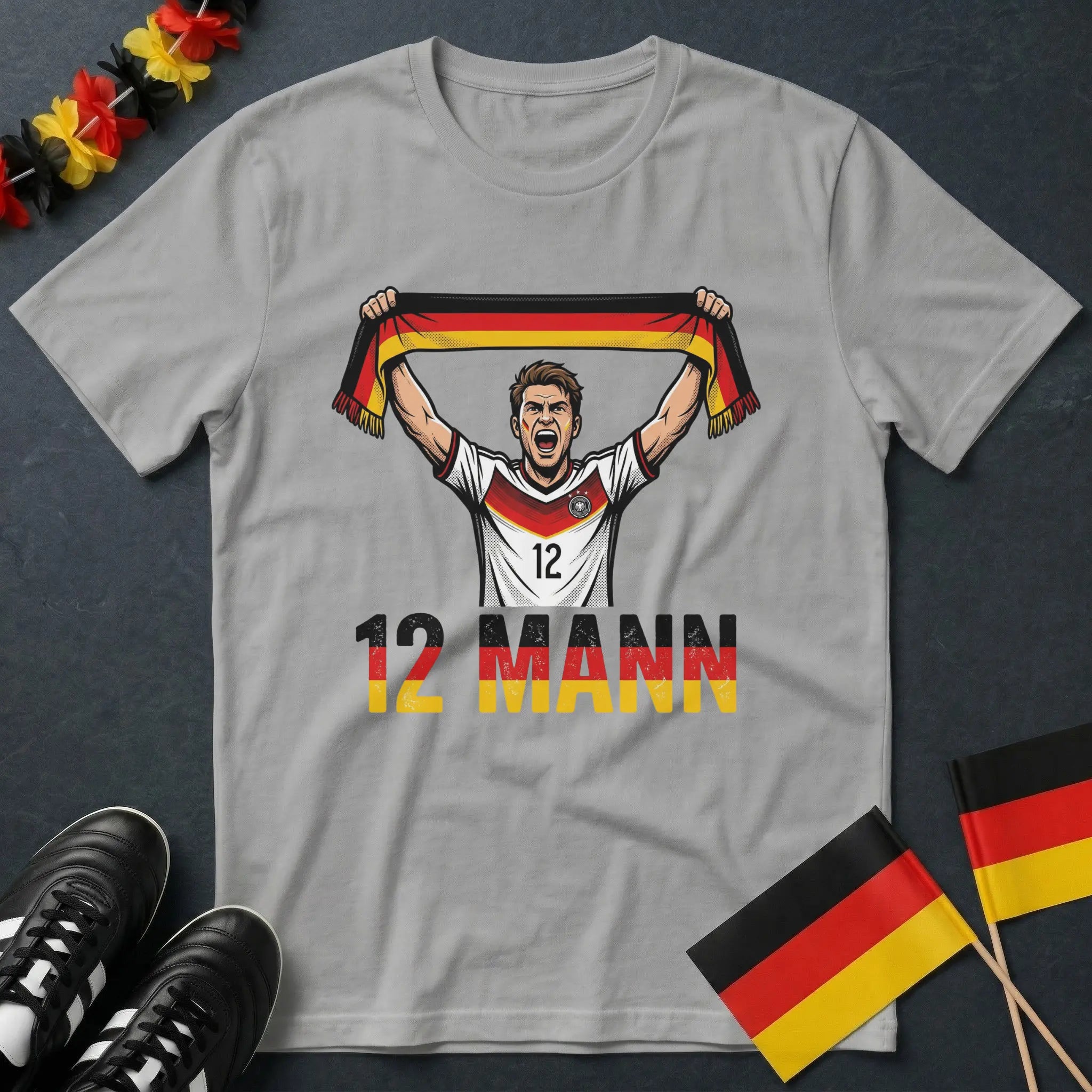 12. Mann Deutschland Fan mit Schal WM T-Shirt