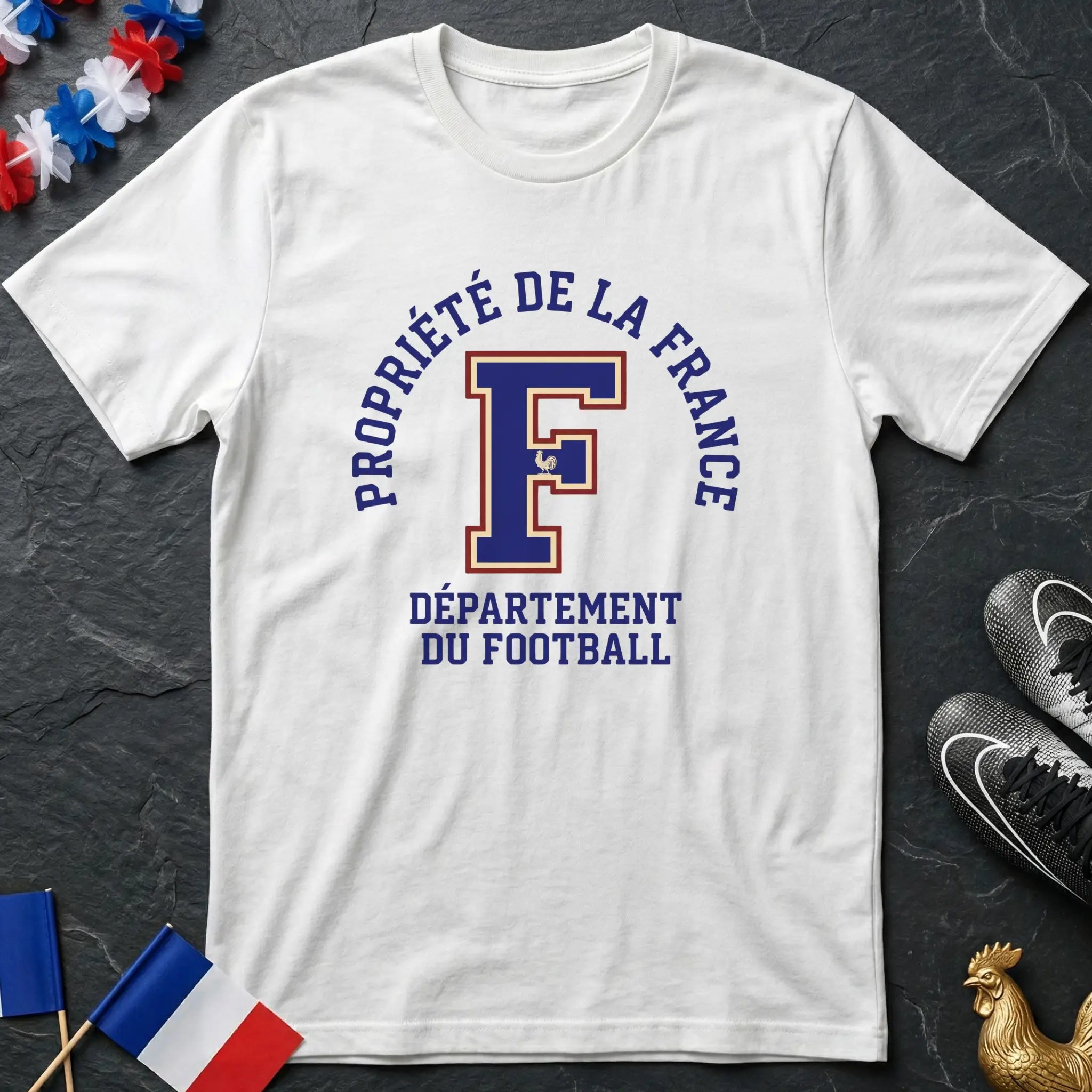 Style Varsity Lettre F Propriété de la France Vintage T-Shirt Coupe du Monde