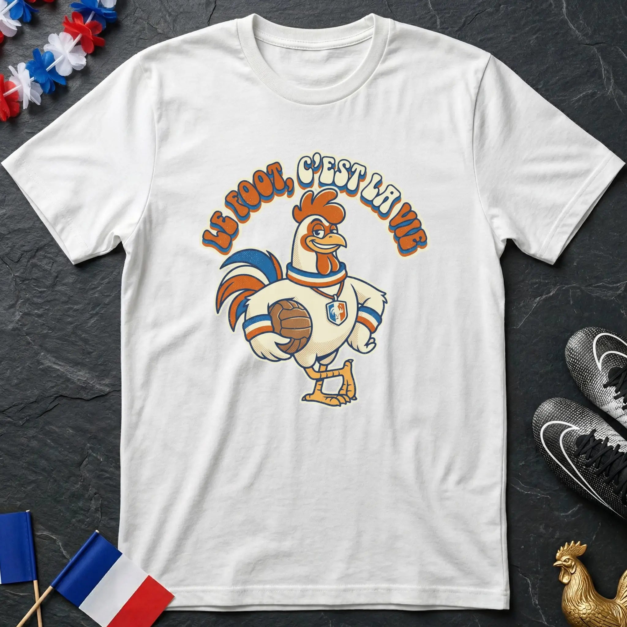 Style Mascotte Rétro Coq Gaulois Vintage 70s T-Shirt Coupe du Monde
