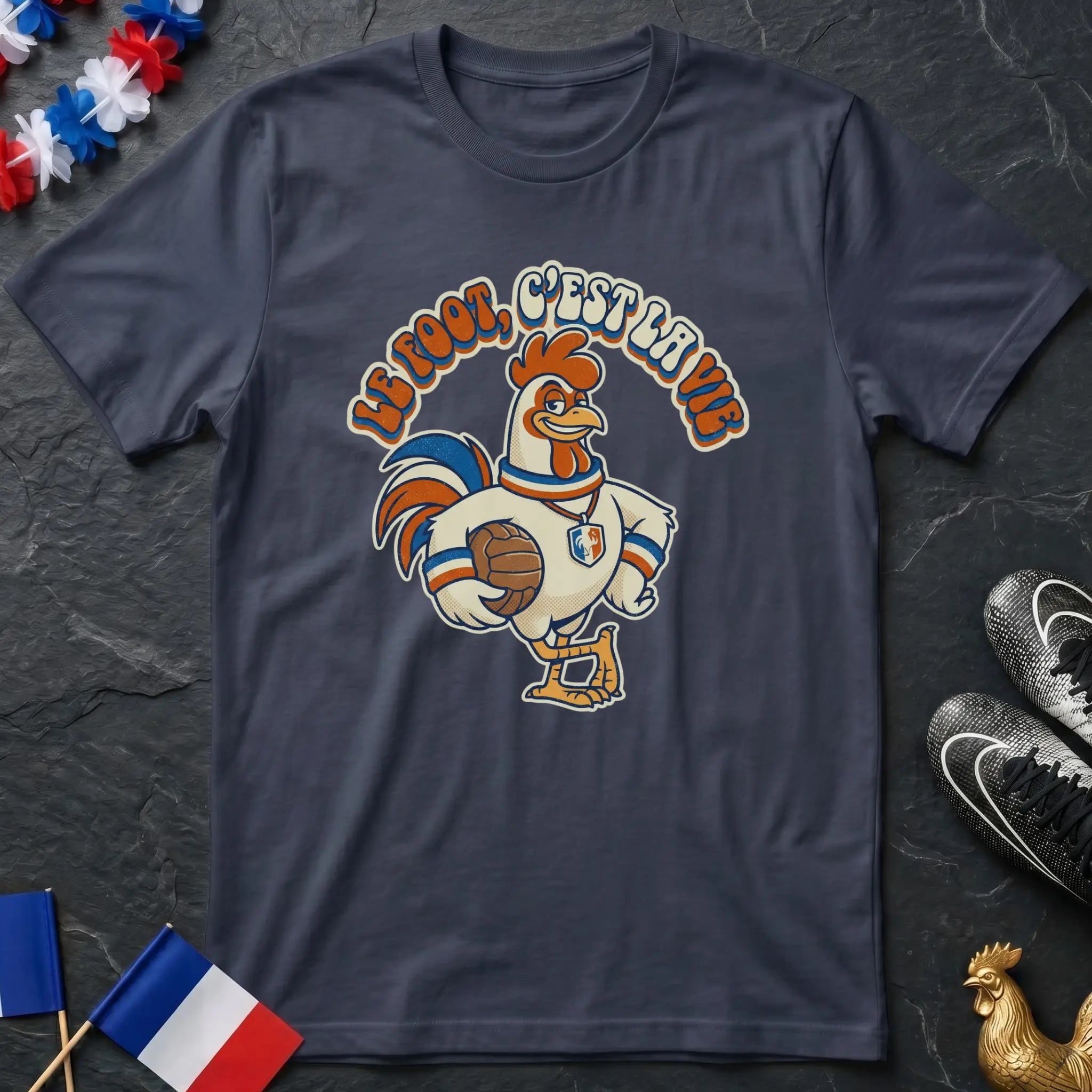 Style Mascotte Rétro Coq Gaulois Vintage 70s T-Shirt Coupe du Monde